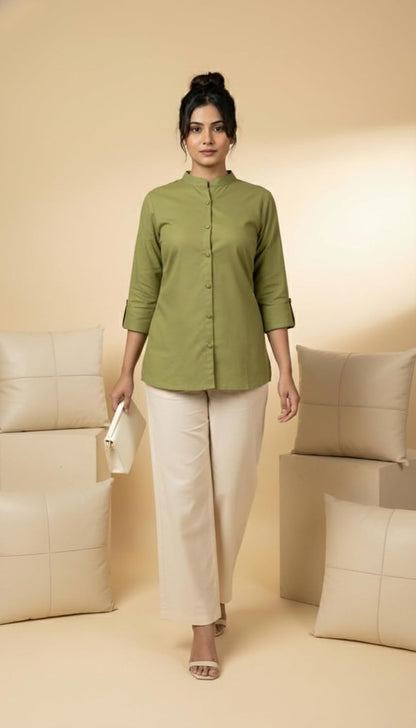 Women’s Viscose Rayon Short Kurti Top with Lace Detailing, Round Neck Casual Ethnic Tunic, Comfortable Office Style