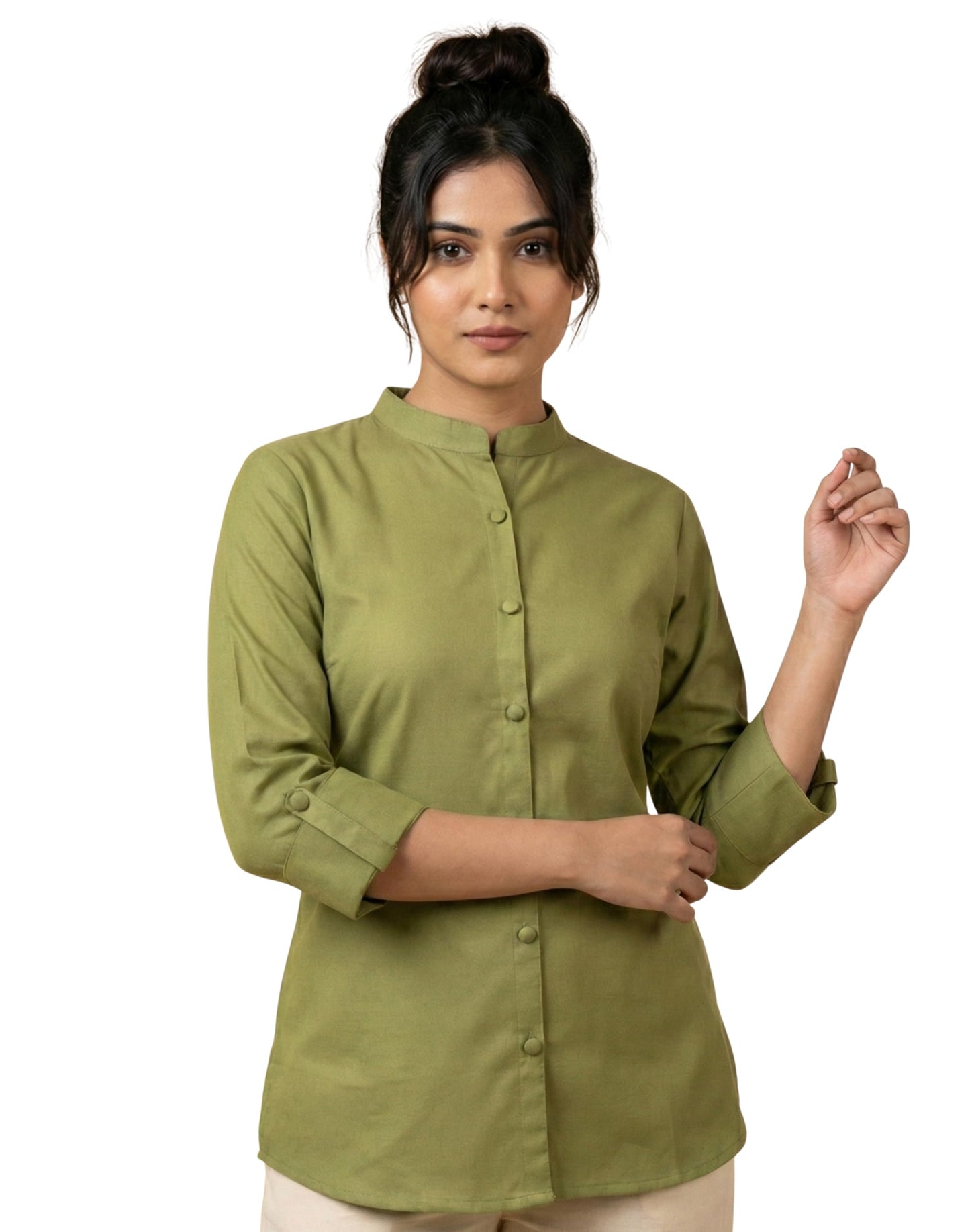 Women’s Viscose Rayon Short Kurti Top with Lace Detailing, Round Neck Casual Ethnic Tunic, Comfortable Office Style