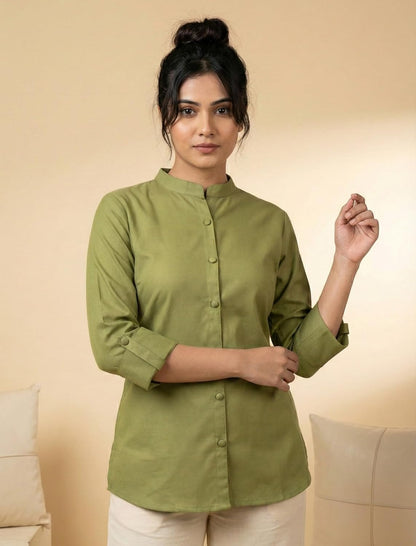 Women’s Viscose Rayon Short Kurti Top with Lace Detailing, Round Neck Casual Ethnic Tunic, Comfortable Office Style