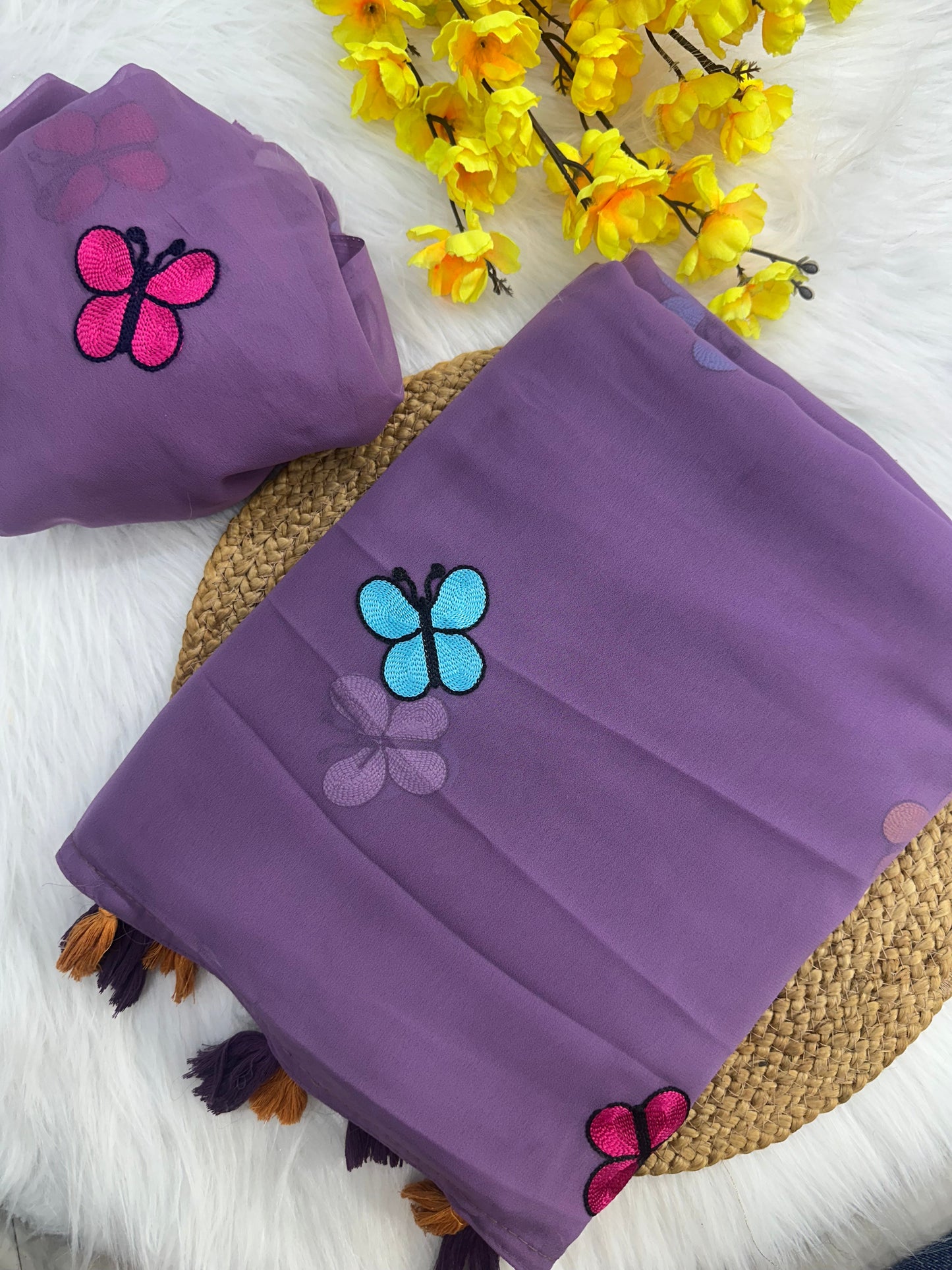 New Designer Butterfly Pattern Georgette Saree