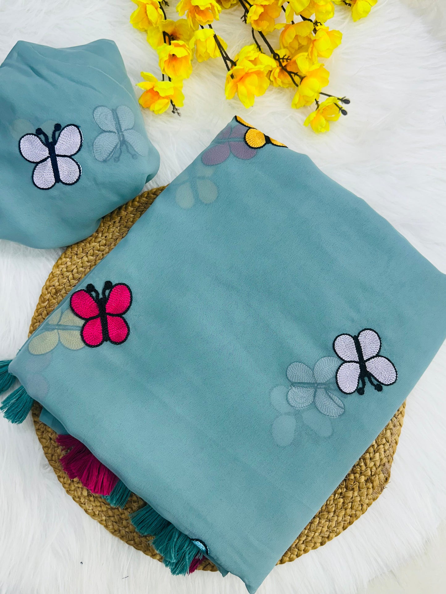 New Designer Butterfly Pattern Georgette Saree