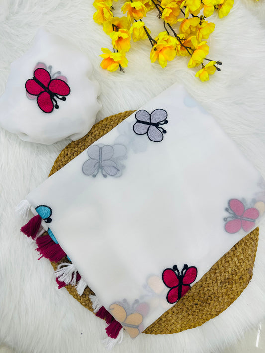 New Designer Butterfly Pattern Georgette Saree