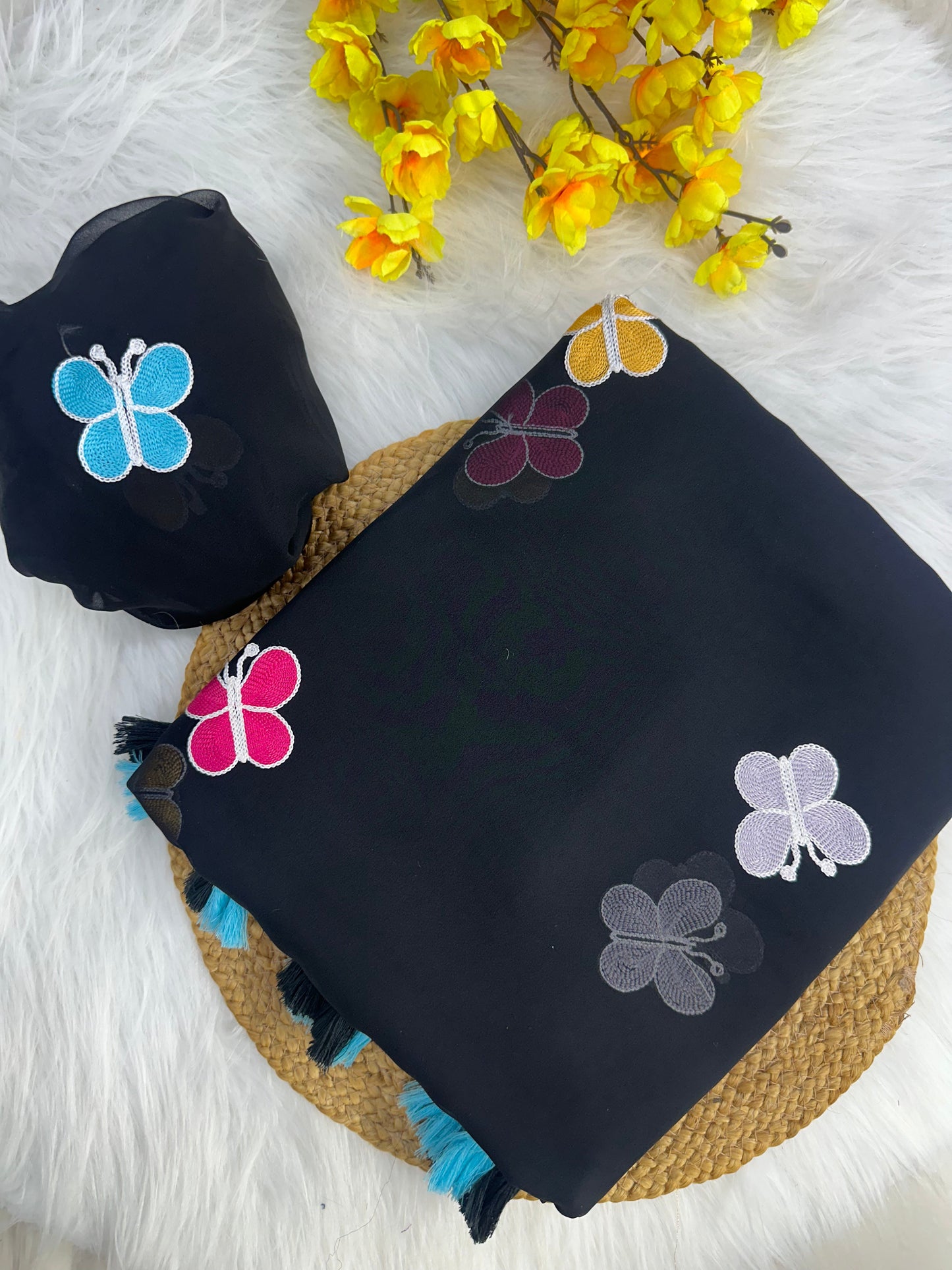 New Designer Butterfly Pattern Georgette Saree