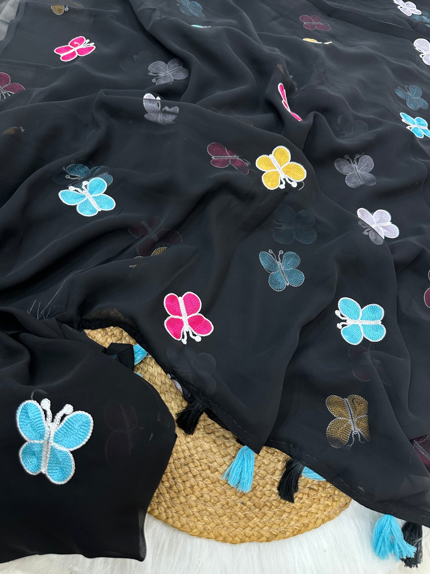 New Designer Butterfly Pattern Georgette Saree