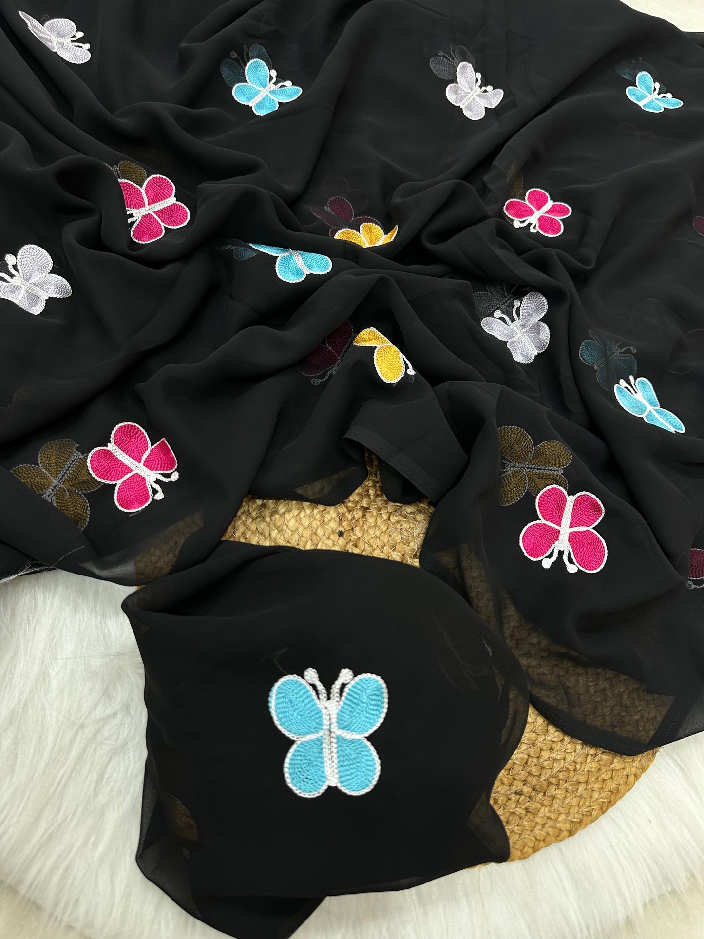 New Designer Butterfly Pattern Georgette Saree