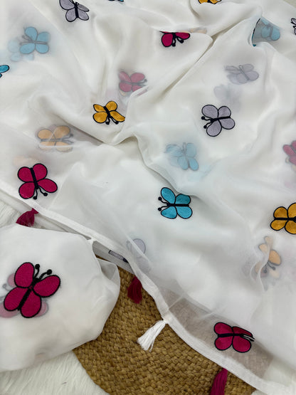 New Designer Butterfly Pattern Georgette Saree