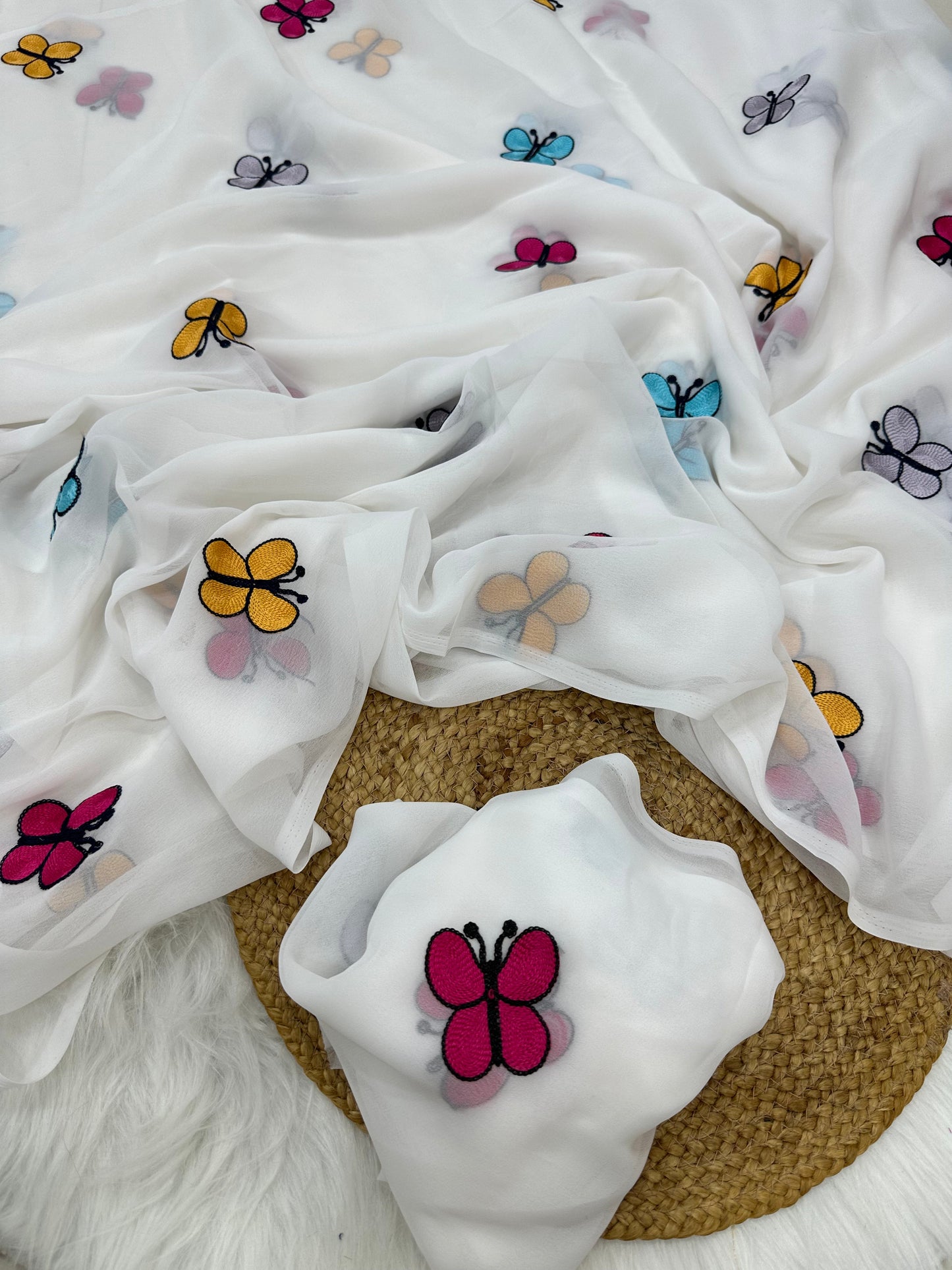 New Designer Butterfly Pattern Georgette Saree