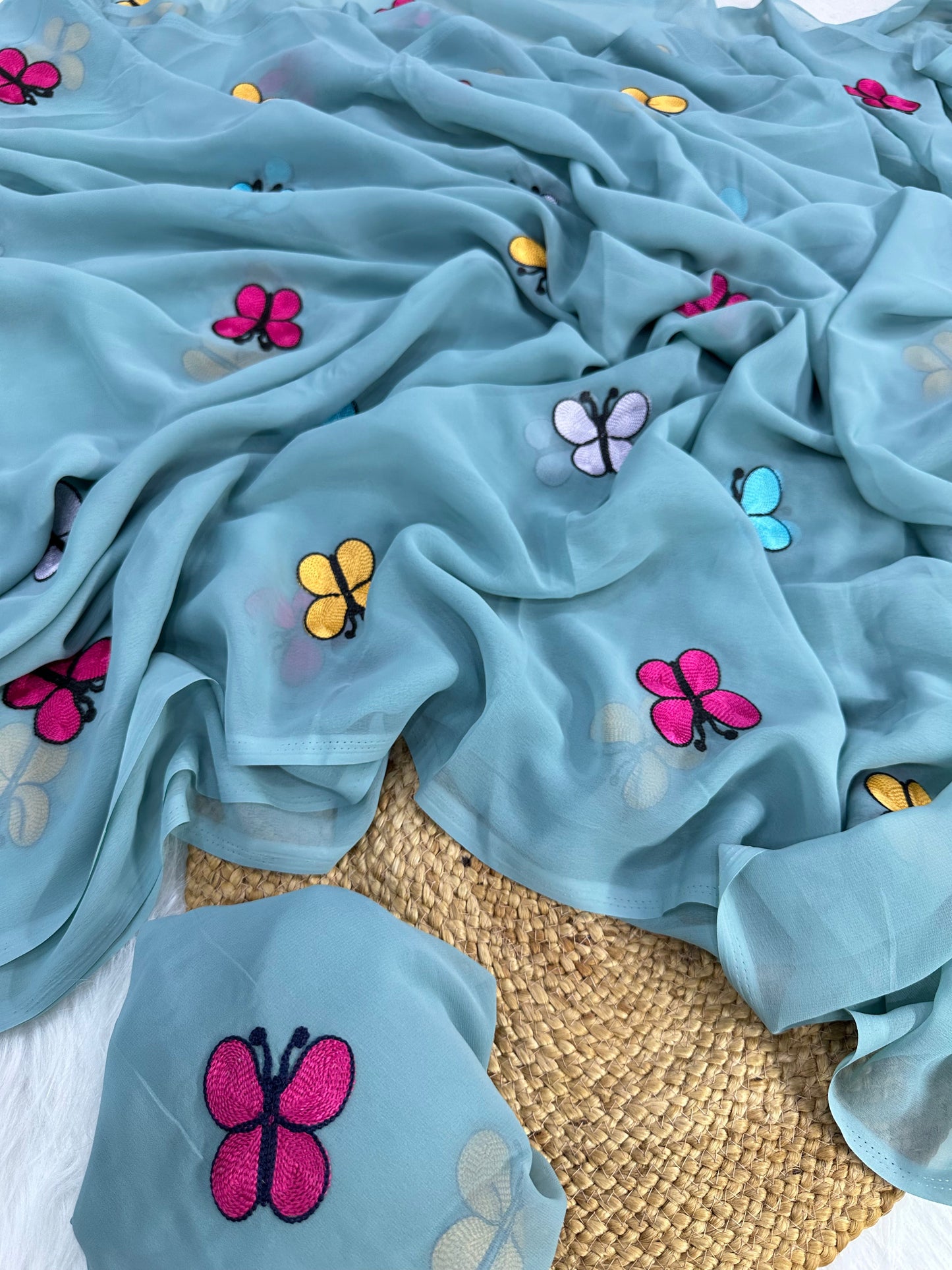 New Designer Butterfly Pattern Georgette Saree