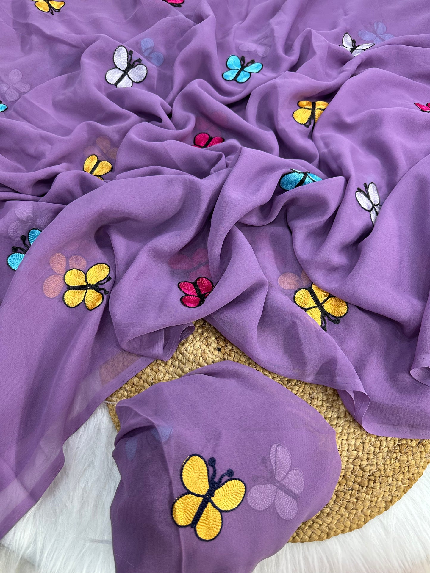 New Designer Butterfly Pattern Georgette Saree