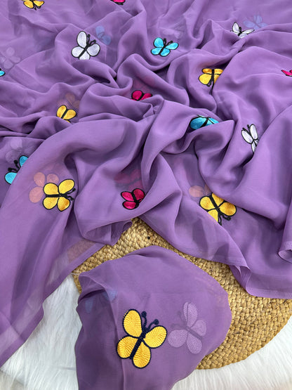 New Designer Butterfly Pattern Georgette Saree
