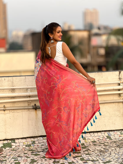 🌟 TUSSAR KALAMKARI SAREE      Fabric Base: Tussar Silk