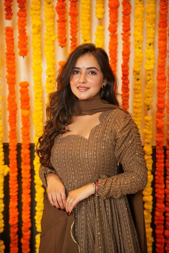 Ragisha's Night Star Chocolate Anarkali Suit Set