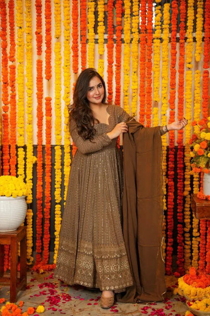 Ragisha's Night Star Chocolate Anarkali Suit Set