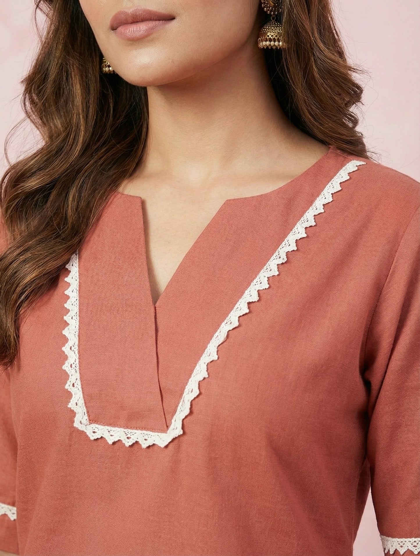 Rust Solid Short Kurti for Women | Casual Ethnic Wear