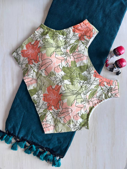 Elegant Khadi Cotton Saree with Stitched Blouse – Timeless Comfort & Style