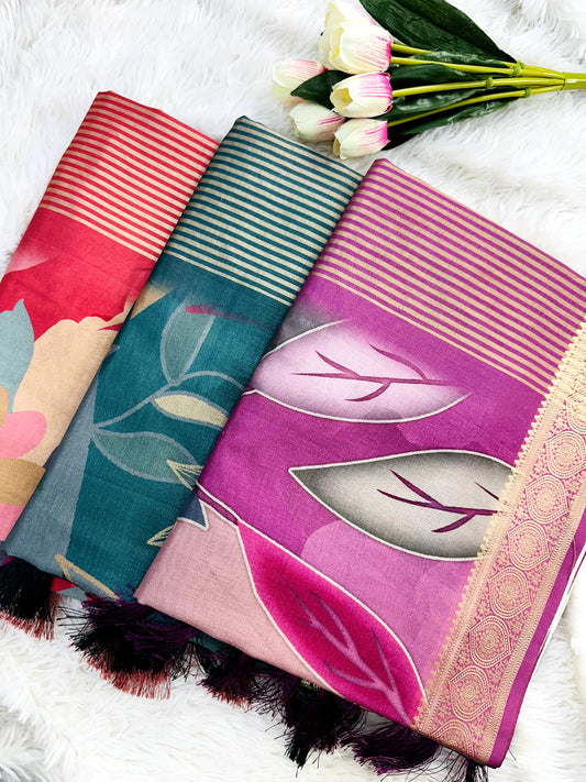 new party wear kasar silk flower disginer saree