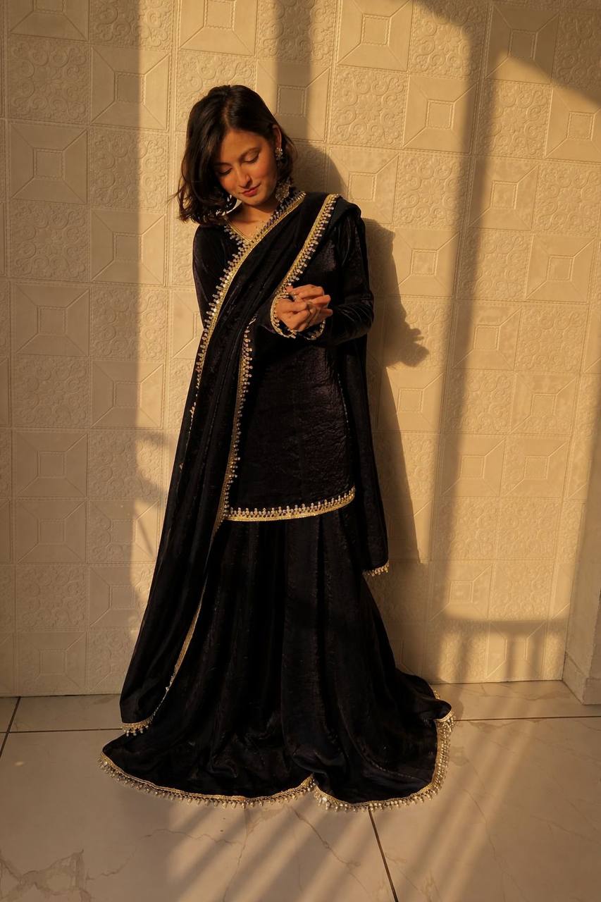 New Arrival Designer Kurti with Flowing Sharara & Dupatta