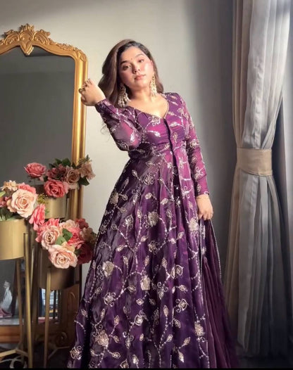 New Arrival | Designer Purple Anarkali for Special Occasions