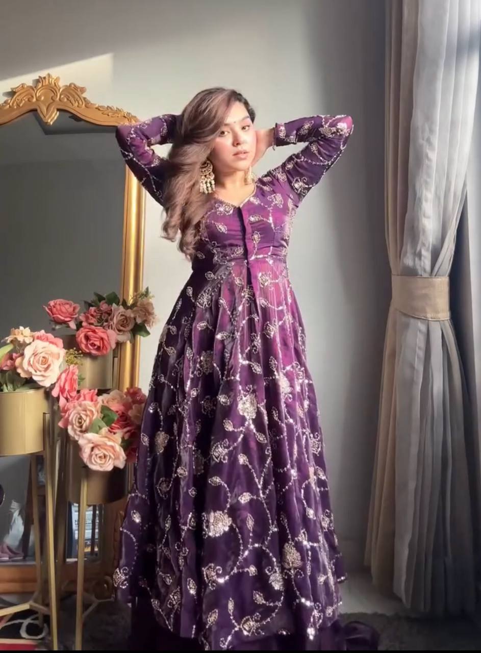 New Arrival | Designer Purple Anarkali for Special Occasions